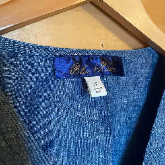 Blue Button-Up Women's Top - Picture 3 of 3